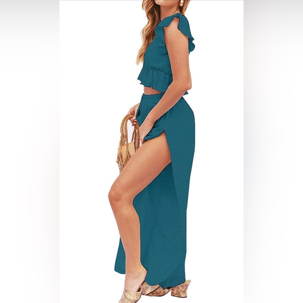 Womens 2 Pieces Outfits Deep V Neck Jumpsuits size small